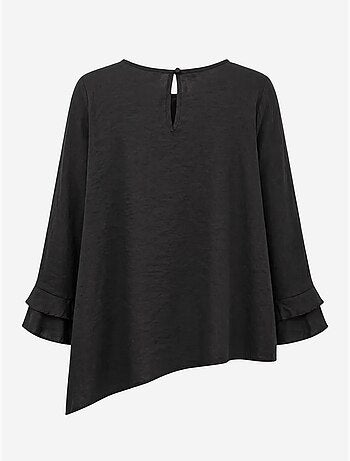Blouse à col rond à manches longues avec volants mixray