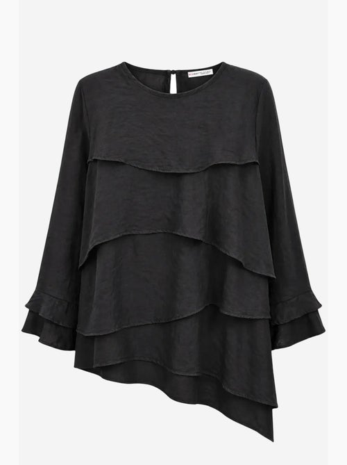 Blouse à col rond à manches longues avec volants mixray - Kiabi Blouse à col rond à manches longues avec volants mixray - Kiabi