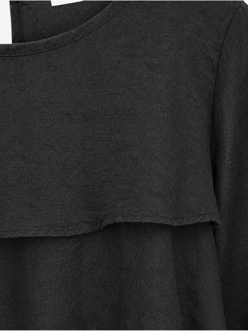 Blouse à col rond à manches longues avec volants mixray Noir - Kiabi