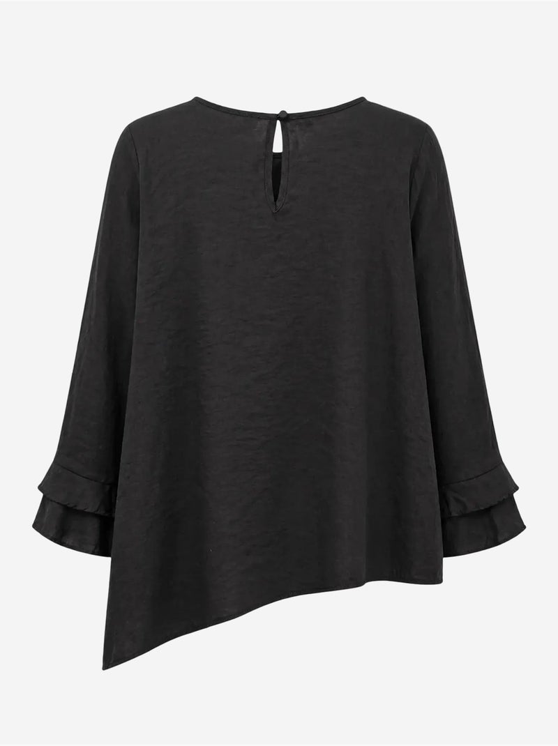 Blouse à col rond à manches longues avec volants mixray Noir - Kiabi