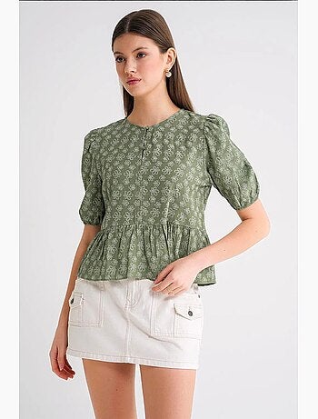 Blouse à col rond à volants mixray