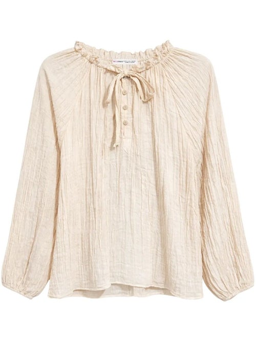 Blouse à col rond avec détail de nœud mixray - Kiabi Blouse à col rond avec détail de nœud mixray - Kiabi