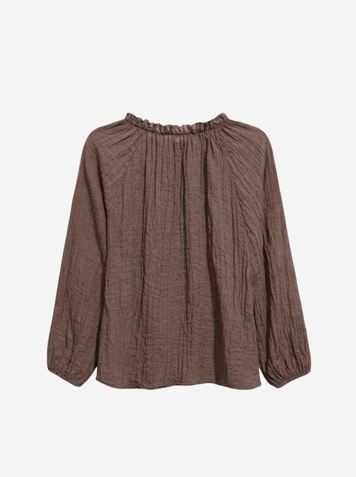 Blouse à col rond avec détail de nœud mixray - Kiabi Blouse à col rond avec détail de nœud mixray - Kiabi