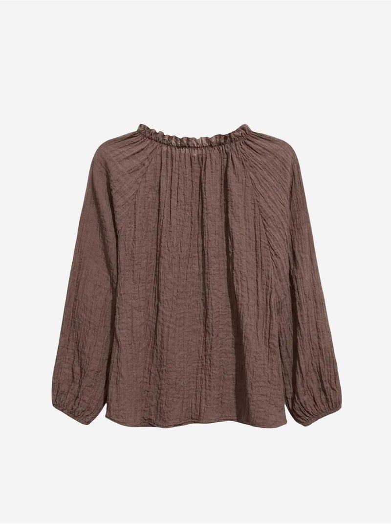 Blouse à col rond avec détail de nœud mixray Marron clair - Kiabi