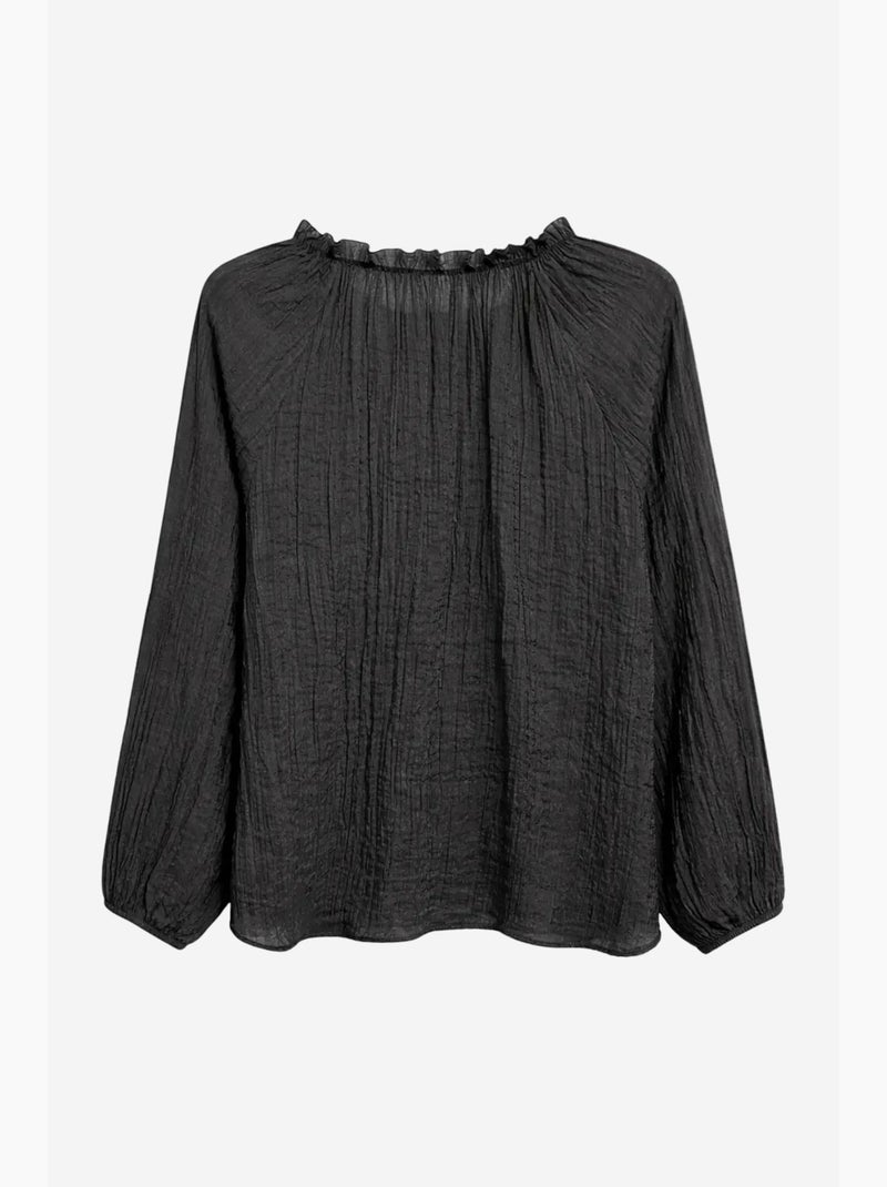 Blouse à col rond avec détail de nœud mixray Noir - Kiabi