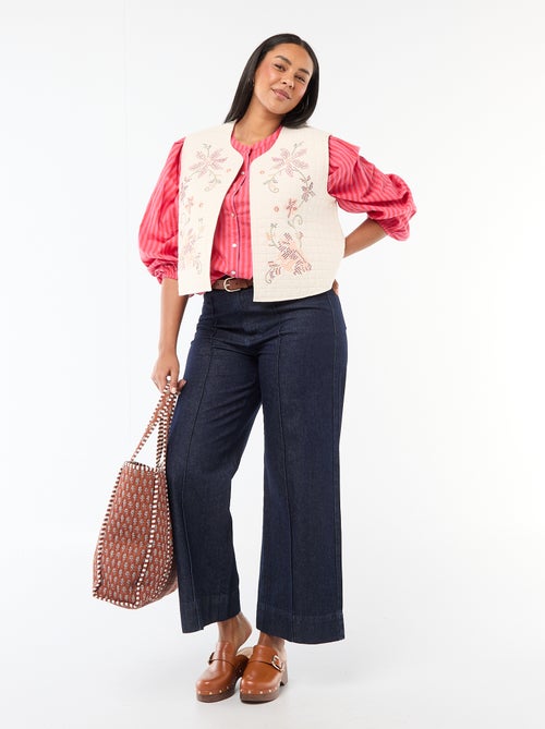 Blouse à col rond et manches longues - Kiabi