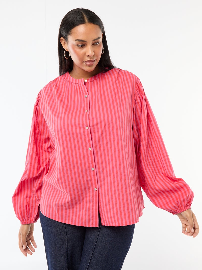 Blouse à col rond et manches longues Rouge - Kiabi