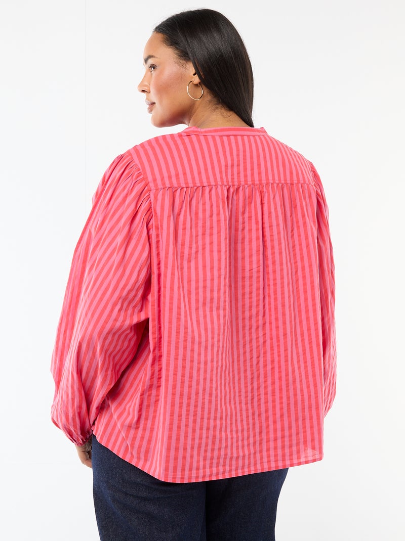 Blouse à col rond et manches longues Rouge - Kiabi