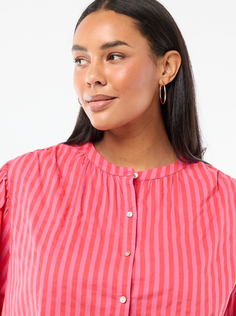 Blouse à col rond et manches longues Rouge - Kiabi