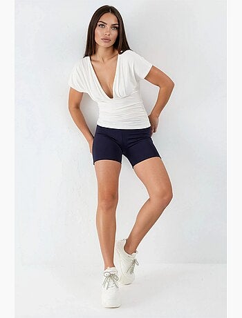 Blouse à col v avec détail nœud busem