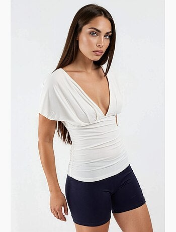 Blouse à col v avec détail nœud busem