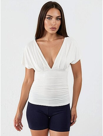 Blouse à col v avec détail nœud busem