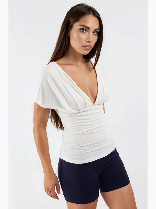 Blouse à col v avec détail nœud busem - Kiabi