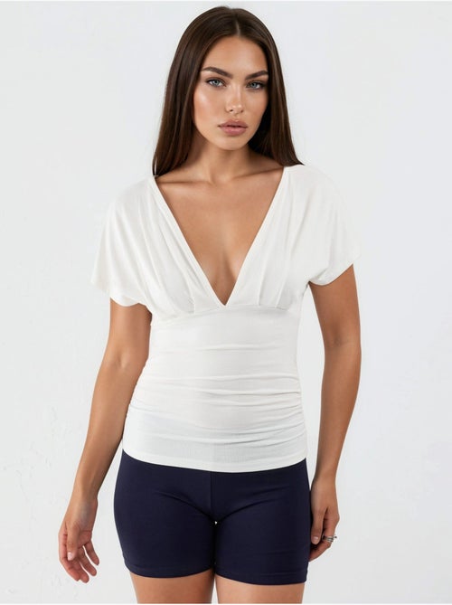 Blouse à col v avec détail nœud busem - Kiabi