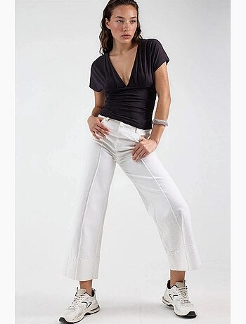 Blouse à col v avec détail nœud busem