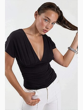 Blouse à col v avec détail nœud busem
