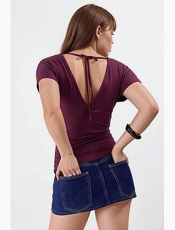 Blouse à col v avec détail nœud busem