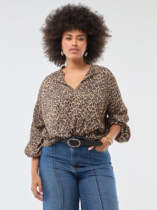 Blouse à col V avec motif allover - Kiabi