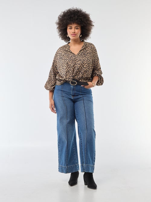 Blouse à col V avec motif allover - Kiabi