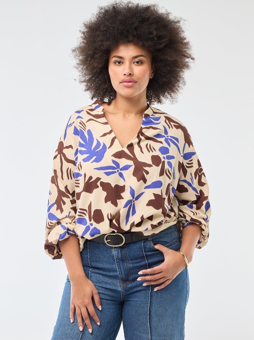 Blouse à col V avec motif allover - Kiabi