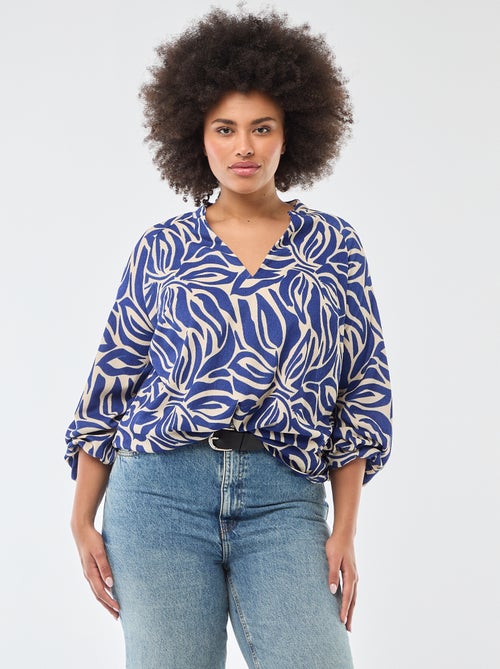 Blouse à col V avec motif allover - Kiabi