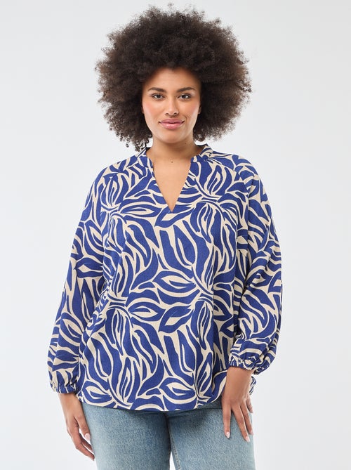 Blouse à col V avec motif allover - Kiabi