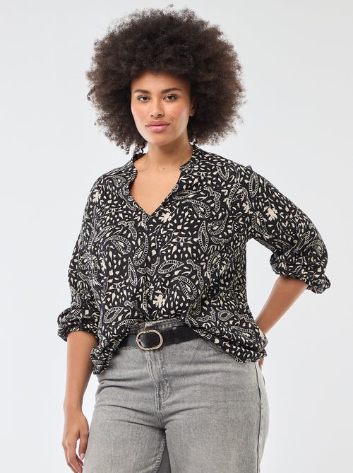 Blouse à col V avec motif allover - Kiabi