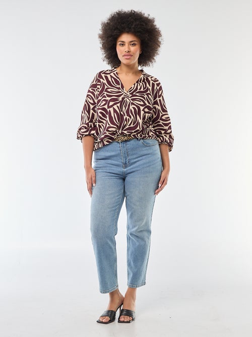 Blouse à col V avec motif allover - Kiabi
