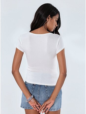 Blouse à col v en mélange modal et coton busem