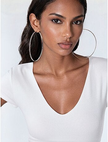 Blouse à col v en mélange modal et coton busem
