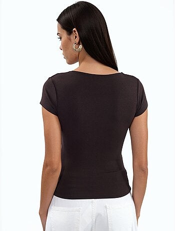 Blouse à col v en mélange modal et coton busem