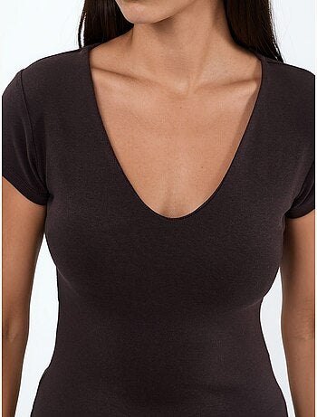 Blouse à col v en mélange modal et coton busem