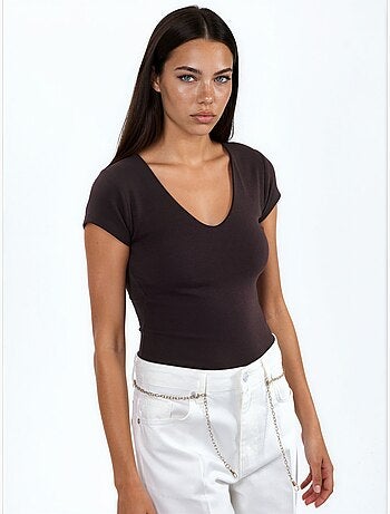 Blouse à col v en mélange modal et coton busem