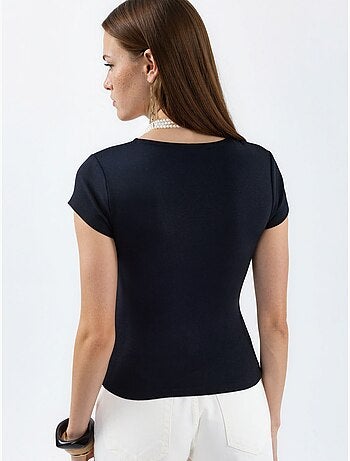 Blouse à col v en mélange modal et coton busem