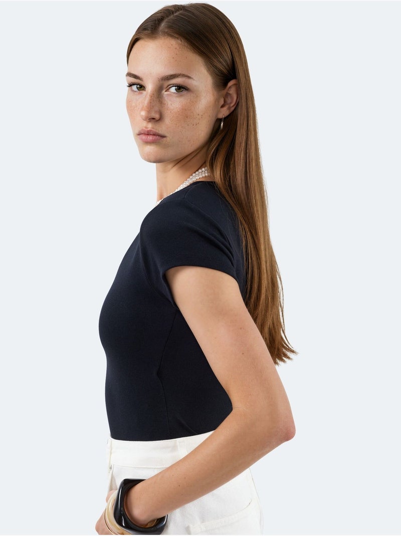 Blouse à col v en mélange modal et coton busem Noir - Kiabi