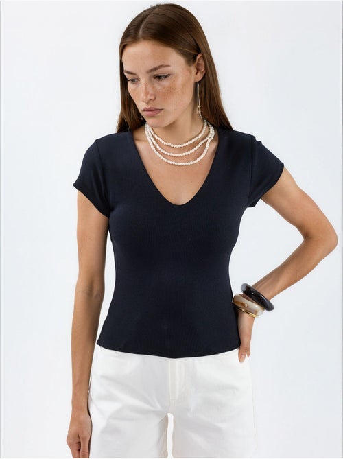 Blouse à col v en mélange modal et coton busem - Kiabi Blouse à col v en mélange modal et coton busem - Kiabi