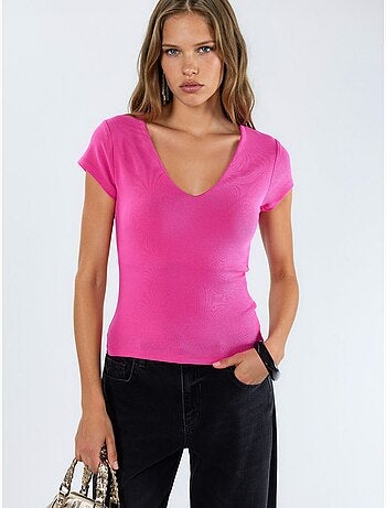 Blouse à col v en mélange modal et coton busem