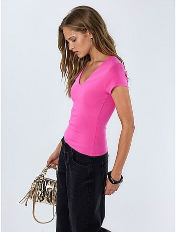 Blouse à col v en mélange modal et coton busem