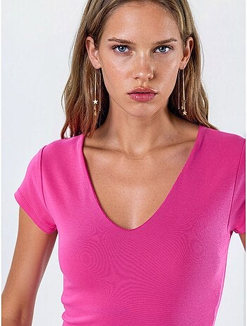 Blouse à col v en mélange modal et coton busem