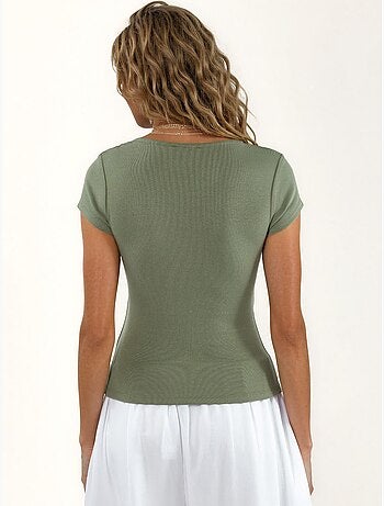 Blouse à col v en mélange modal et coton busem
