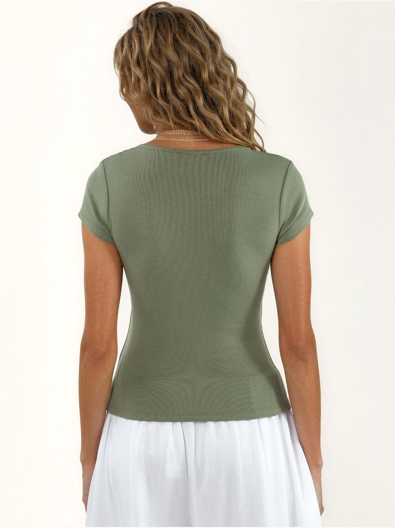 Blouse à col v en mélange modal et coton busem Vert menthe - Kiabi