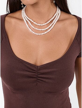 Blouse à col v et manches courtes avec drapé busem