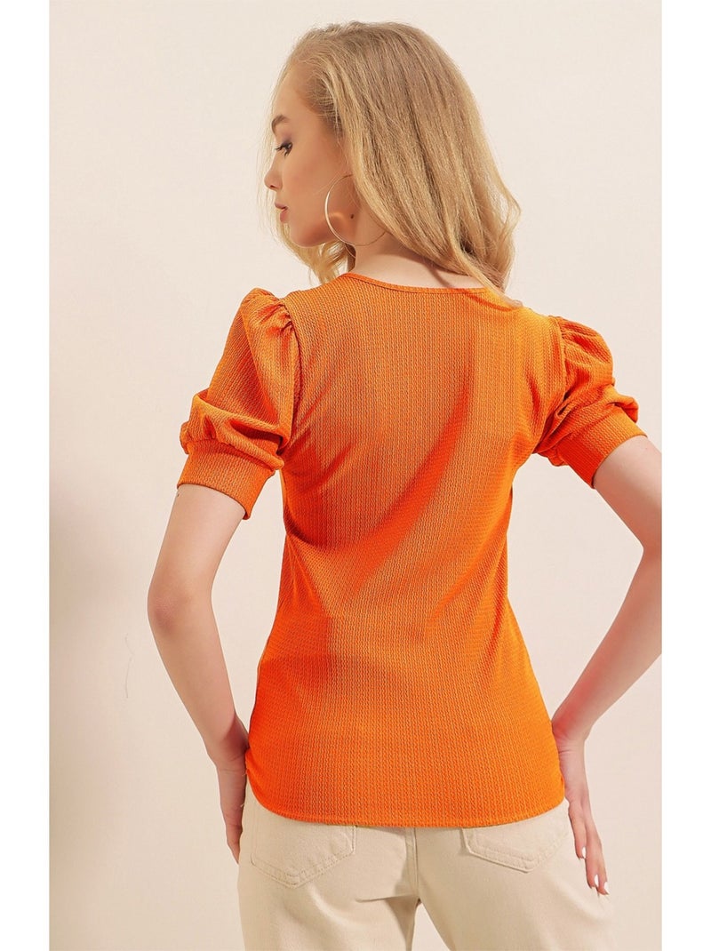 Blouse à encolure carré Orange - Kiabi