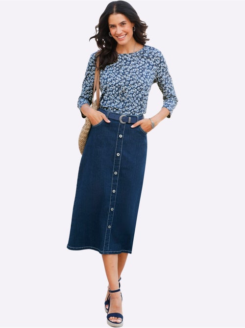 Blouse à encolure ronde à motifs floraux et manches trois quarts - taille standard - witt - Kiabi