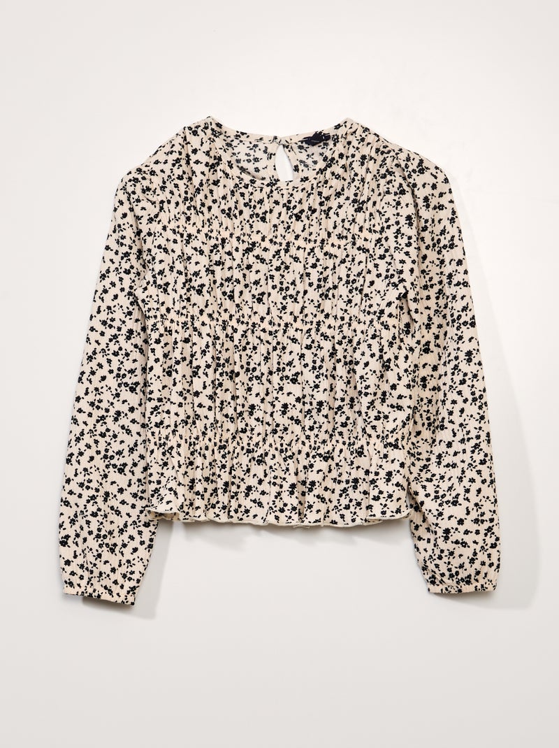 Blouse à fleurs Noir/blanc - Kiabi