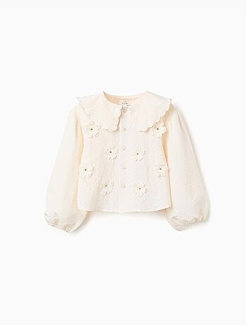 Blouse à manches ballon et appliqué floral