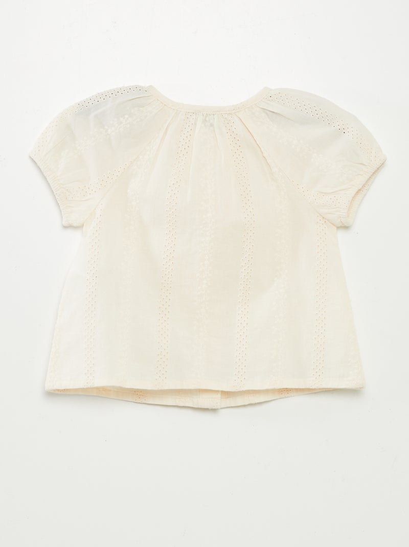 Blouse à manches courtes avec broderies anglaises BLANC - Kiabi