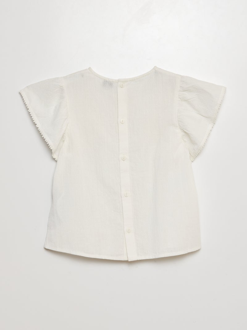 Blouse à manches courtes avec broderies blanc - Kiabi