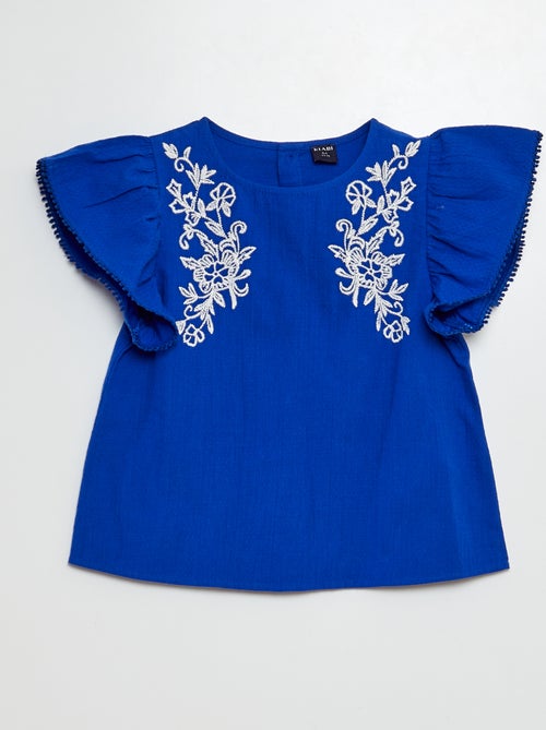 Blouse à manches courtes avec broderies - Kiabi