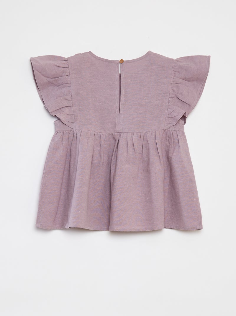 Blouse à manches courtes avec volants VIOLET - Kiabi